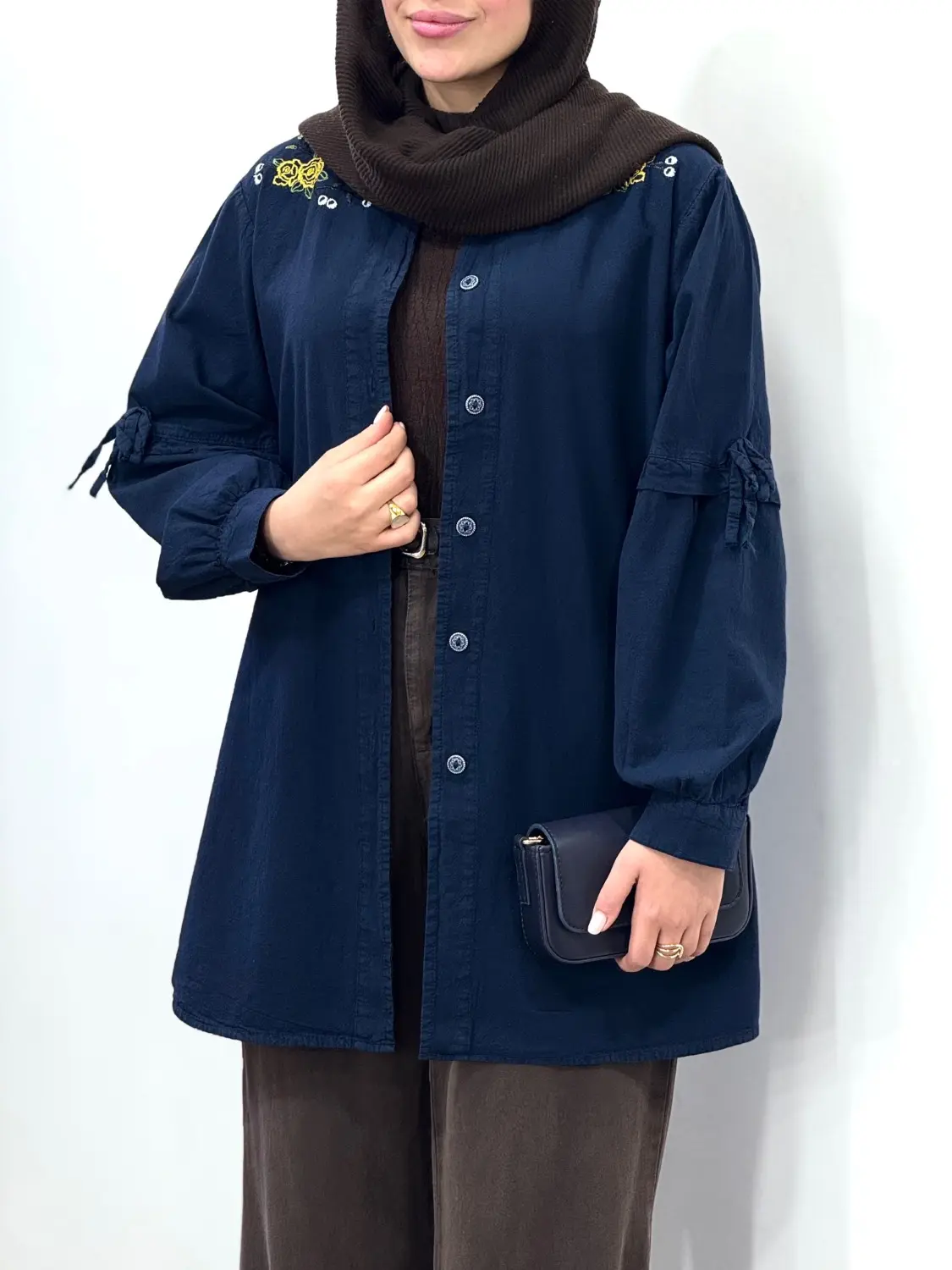 مانتو لینن گلدوزی لاله